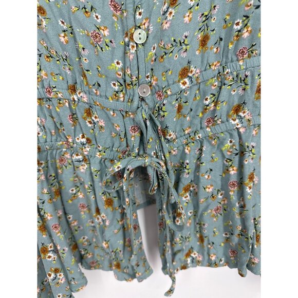 Torrid Womens Floral Short Sleeve Button-Down Peplum Blouse Tie Waist Size 3X - Picture 3 of 10